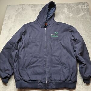 Corner Stone Work Jacket Mens 3XLT Blue Farm Nutrients Logo Hooded Long Sleeve